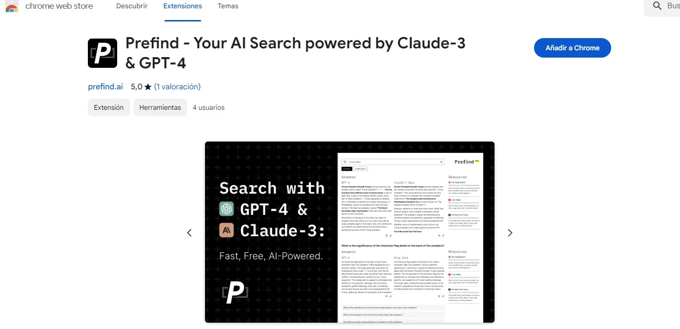Extensión Prefind para Chrome: Descubre la potencia de la búsqueda impulsada por IA