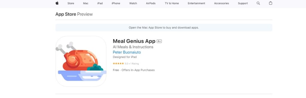 Meal Genius App, una aplicación impulsada por inteligencia artificial (IA) que eleva la experiencia culinaria de los usuarios al ofrecer recomendaciones de comidas personalizadas y organizar recetas favoritas.