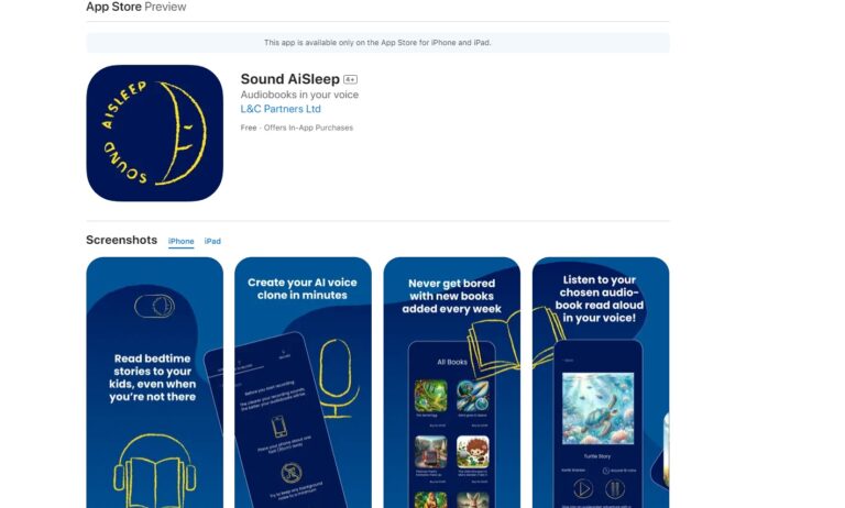 Sound AiSleep, una aplicación innovadora que permite crear audiolibros personalizados en tu propia voz, ideal para calmar a los más pequeños antes de dormir.