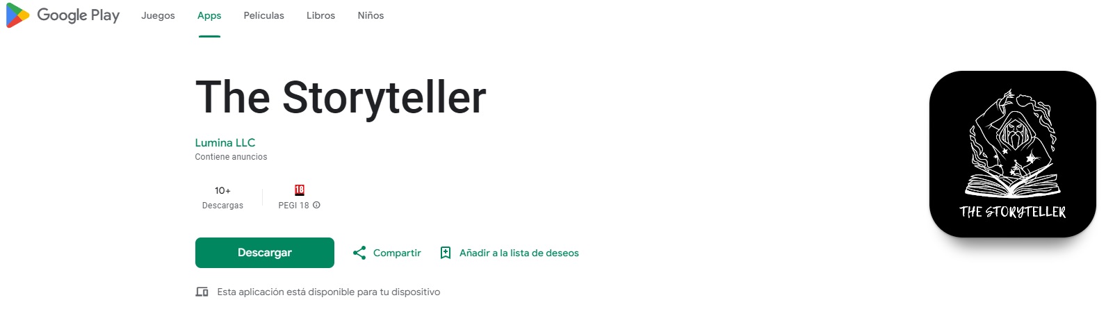 Imagen de The Storyteller, una aplicación de IA para crear historias personalizadas en dispositivos Android