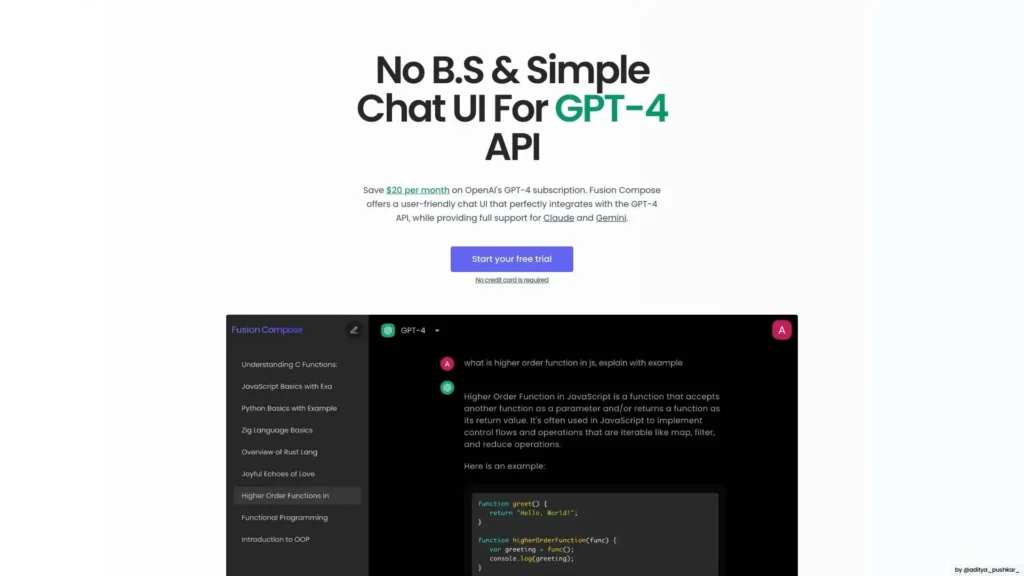 Fusion Compose, captura de pantalla fluida con GPT-4.