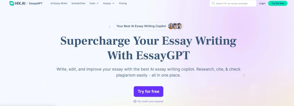 Utiliza EssayGPT para transformar tus ideas en ensayos completos. Con tecnología de IA, mejora tu productividad y calidad de escritura