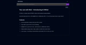 AI Writer generando contenido instantáneo con inteligencia artificial