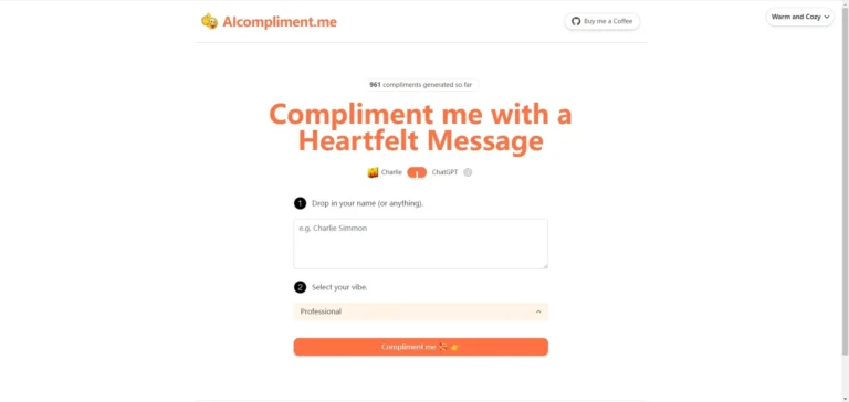 Explora cómo AI Compliment Generator transforma la forma en que expresamos nuestro afecto con cumplidos personalizados y creativos.