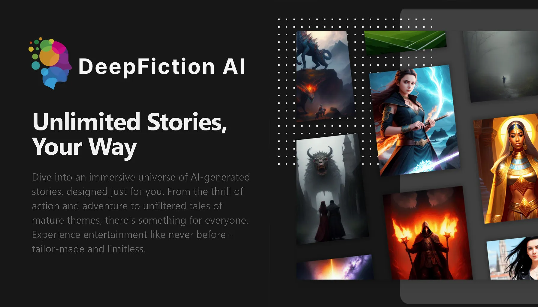 Explora el poder de la creación con DeepFiction AI, donde tus ideas se convierten en historias cautivadoras. Disfruta de una experiencia de entretenimiento personalizada y adaptativa