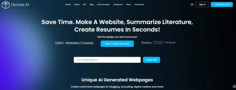 Diseño rápido de sitios web y tokens digitales con Deckee.AI