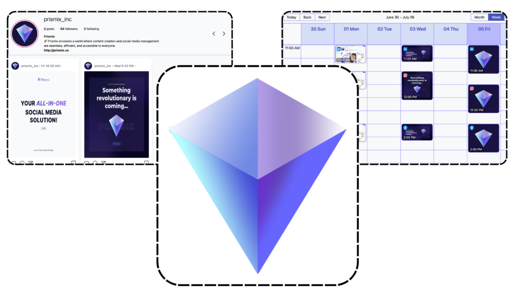Prismix: La plataforma que utiliza IA para optimizar tu estrategia en redes sociales, mostrando su interfaz de usuario amigable y funcionalidades clave.