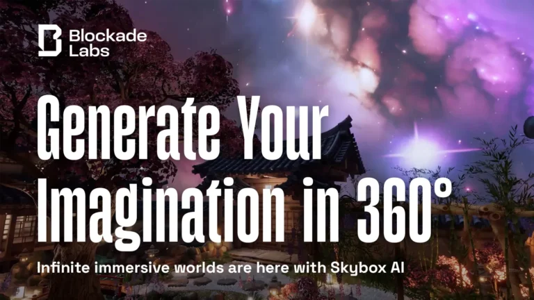 Blockade Labs Skybox AI, mostrando una panorámica en 360° y resolución 8K, ideal para aplicaciones 3D y modelado