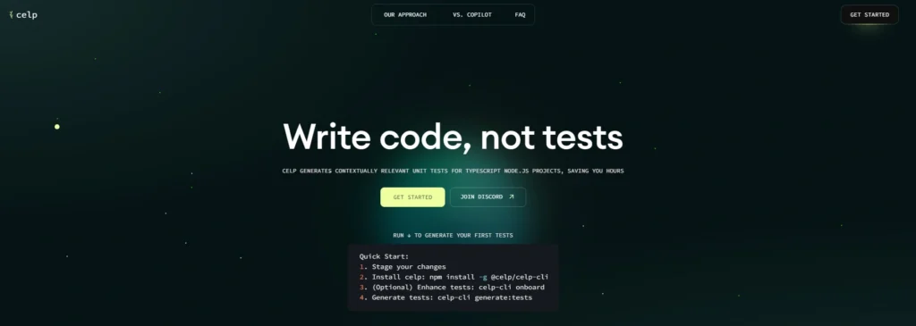 Celp, la inteligencia artificial que genera pruebas unitarias para proyectos TypeScript Node.js.