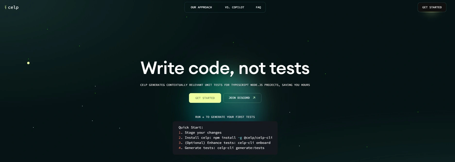 Celp, la inteligencia artificial que genera pruebas unitarias para proyectos TypeScript Node.js.