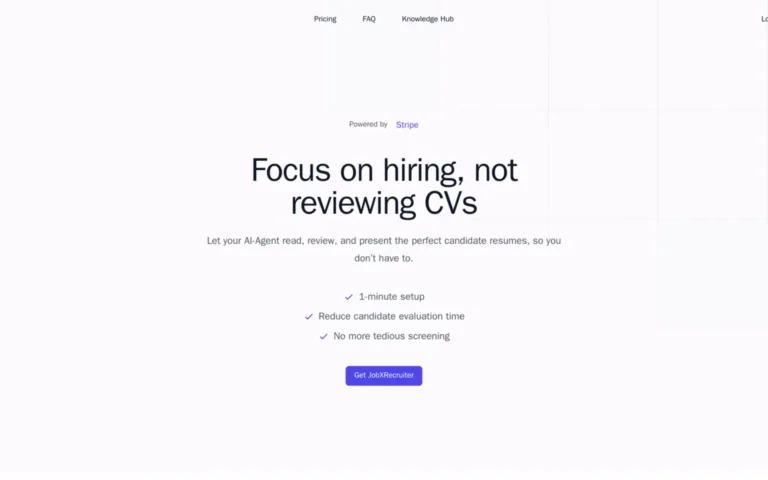 Captura de pantalla de JobXRecruiter mostrando la interfaz de usuario con análisis detallados de CVs, puntuaciones de coincidencia y opciones de gestión de proyectos de contratación.