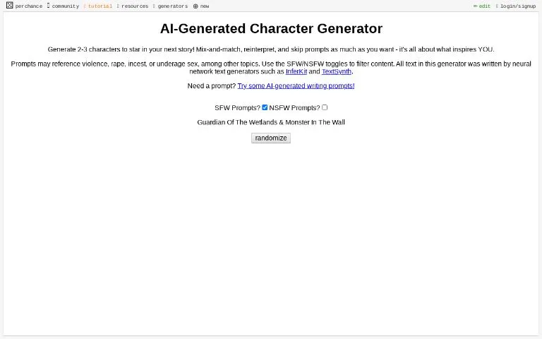 Perchance AI Generator: Personajes Gratis y Sin Marca de Agua