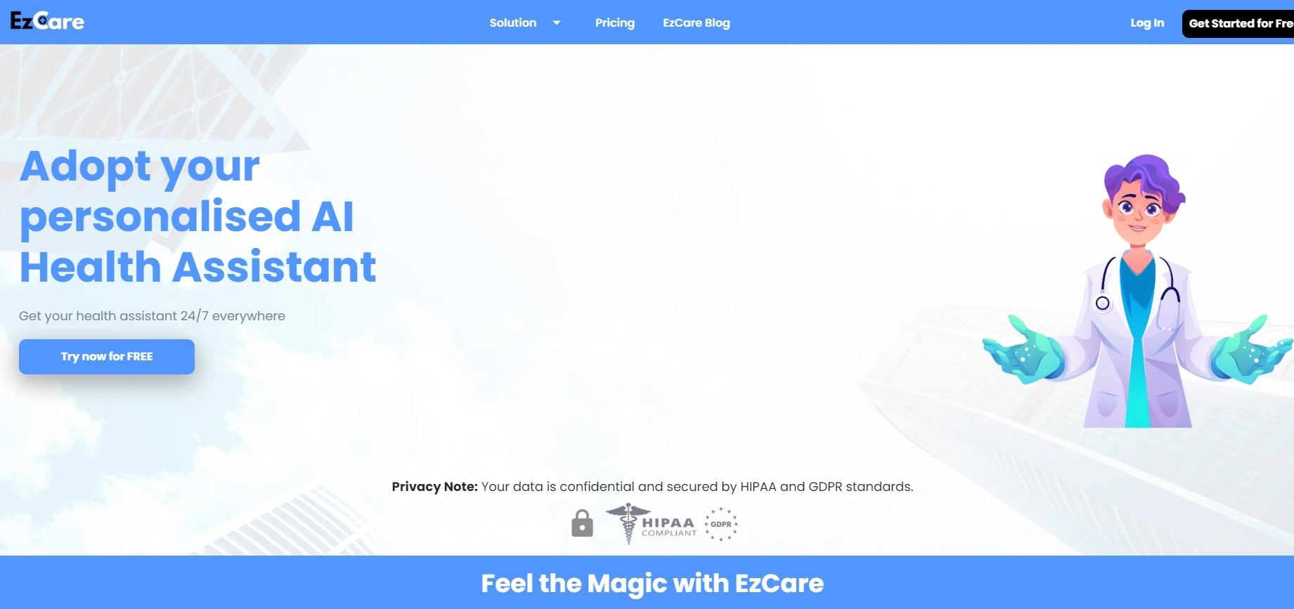 EzCare AI: Asistente de salud personalizado con inteligencia artificial para diagnósticos y recomendaciones médicas 24/7.