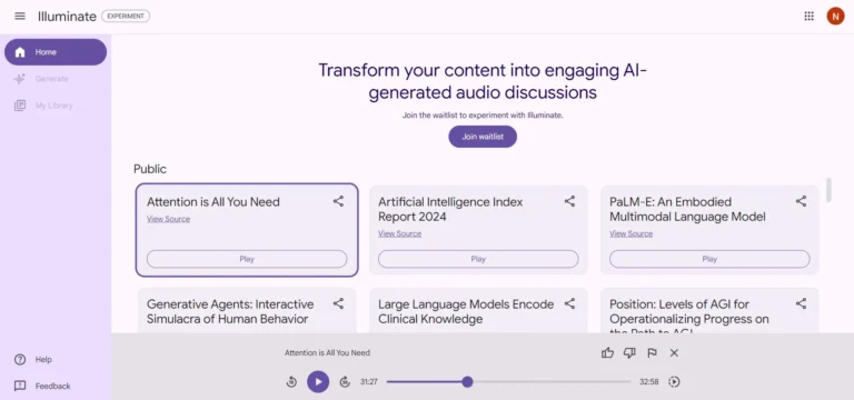 Google Illuminate transforma ensayos académicos en podcasts generados por IA, facilitando la comprensión de textos complejos.