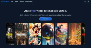 ClipShort: Plataforma impulsada por IA para crear TikToks y Reels automáticamente con voces realistas y subtítulos personalizados