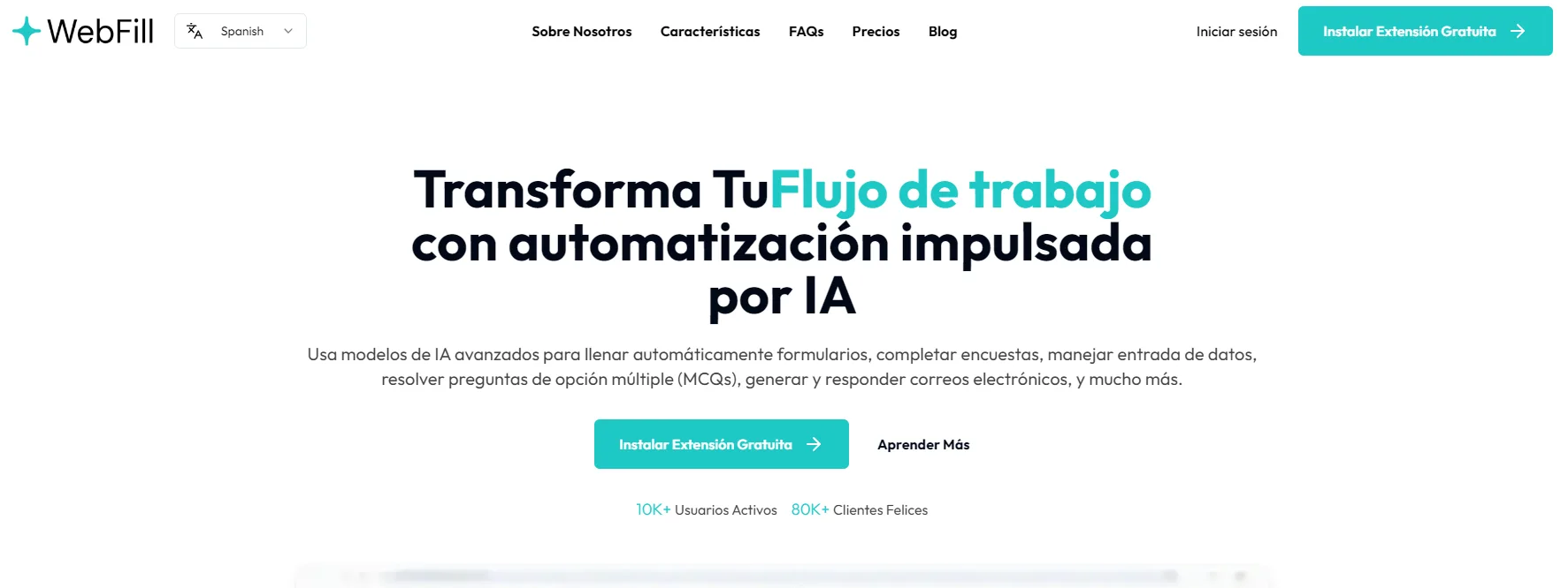 WebFill - Herramienta de IA para automatización de formularios y tareas, ideal para aumentar la productividad