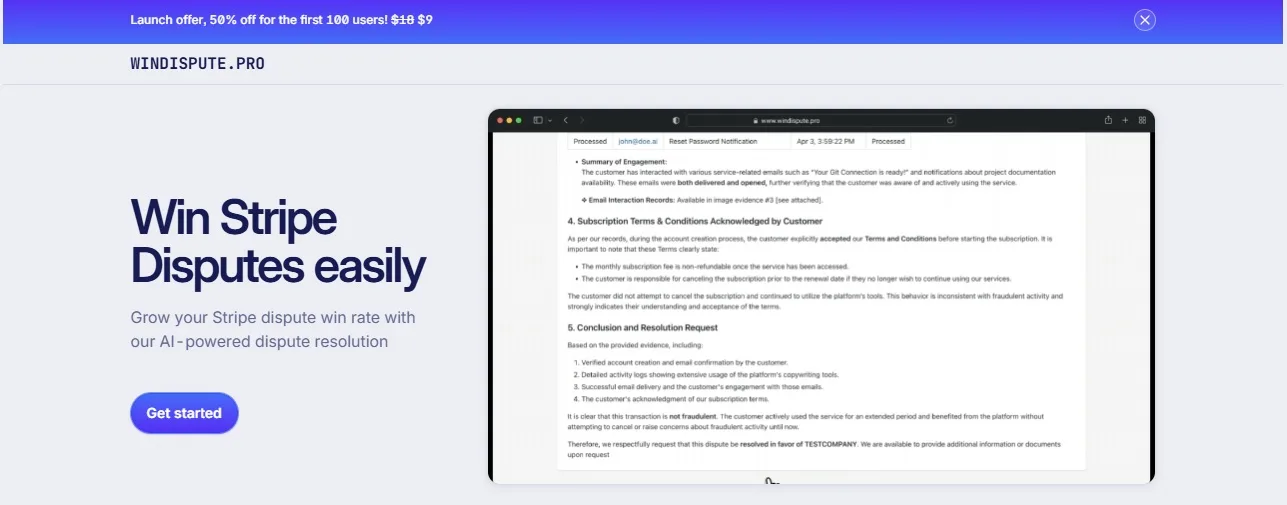 WinDispute.pro: herramienta de inteligencia artificial para ganar disputas de Stripe de manera eficiente y automatizada