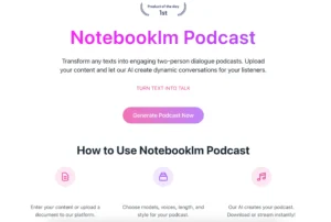 NotebookLM Podcast: Convierte texto en audio profesional al instante con inteligencia artificial.
