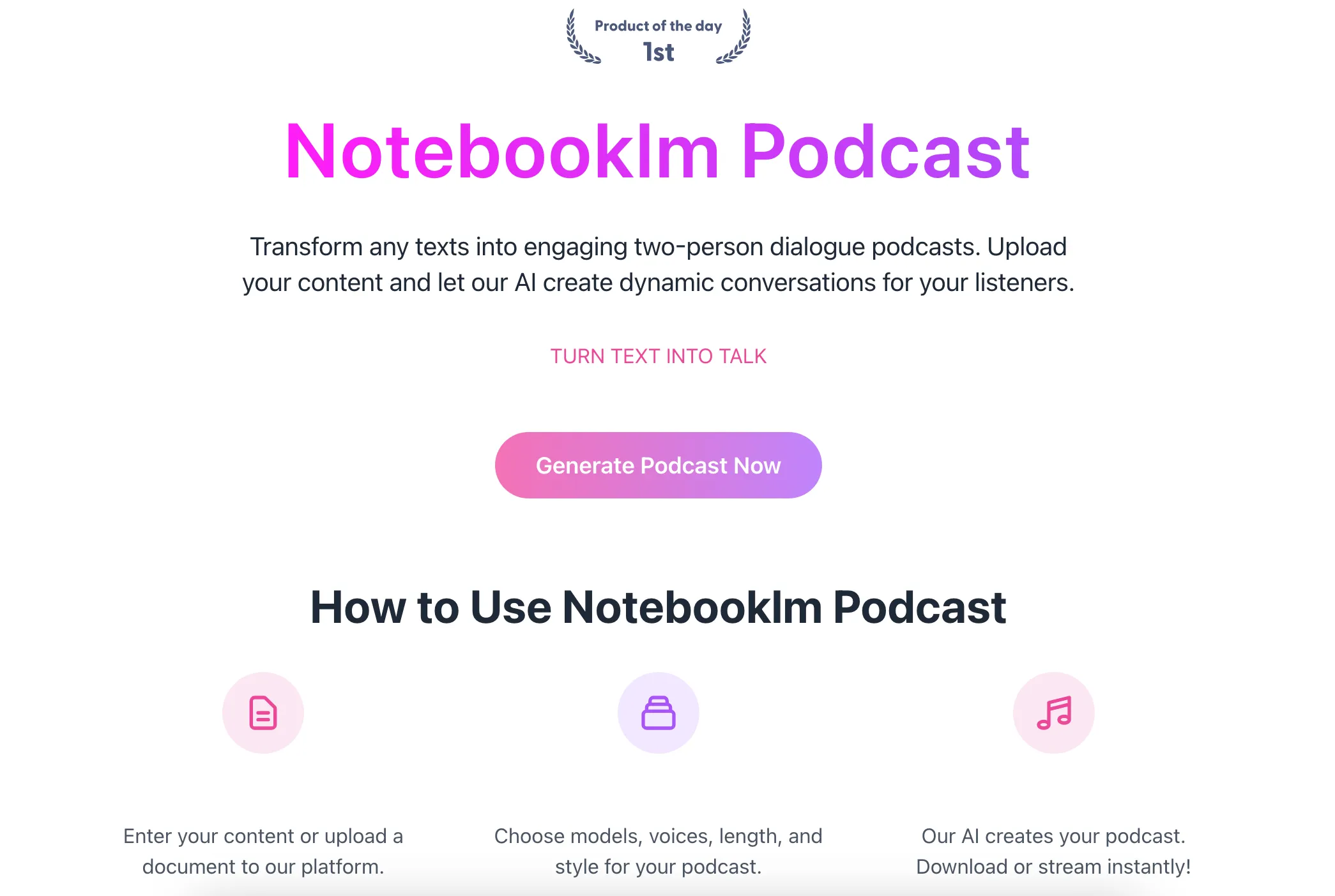 NotebookLM Podcast: Convierte texto en audio profesional al instante con inteligencia artificial.