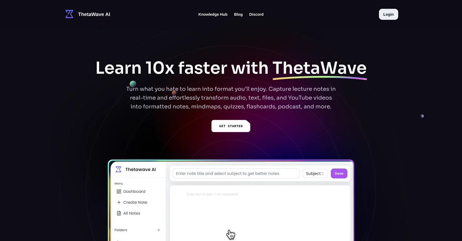 Thetawave AI: Plataforma de IA generativa para convertir videos y audios en apuntes organizados