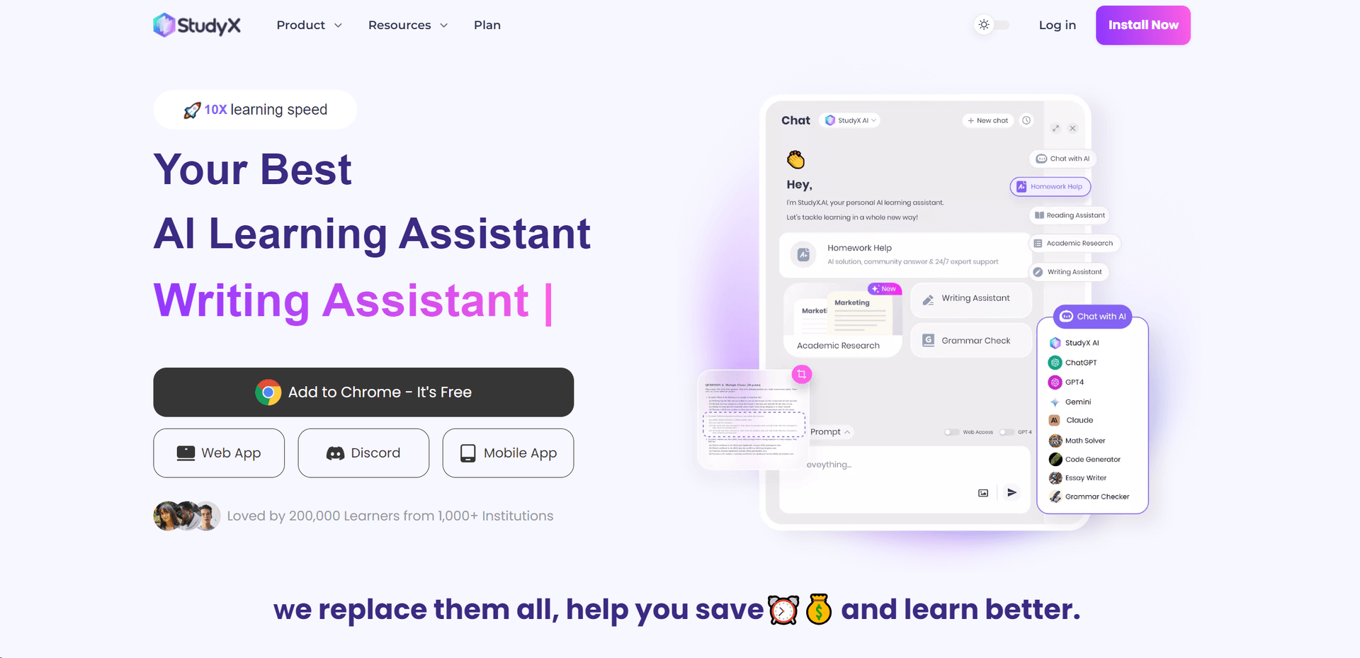 StudyX: Tu compañero de estudio con IA para resolver tareas rápidamente y mejorar tu rendimiento académico.
