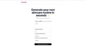 GlowAI, generador de rutina de cuidado de la piel personalizada con inteligencia artificial.