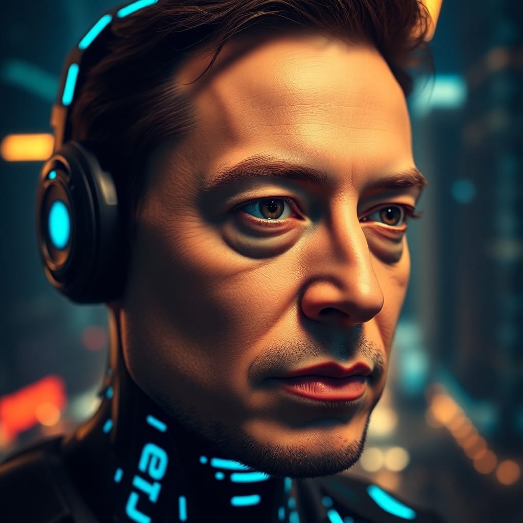 Grok 3, el nuevo modelo de inteligencia artificial de xAI, en un entorno futurista con hologramas y tecnología avanzada.