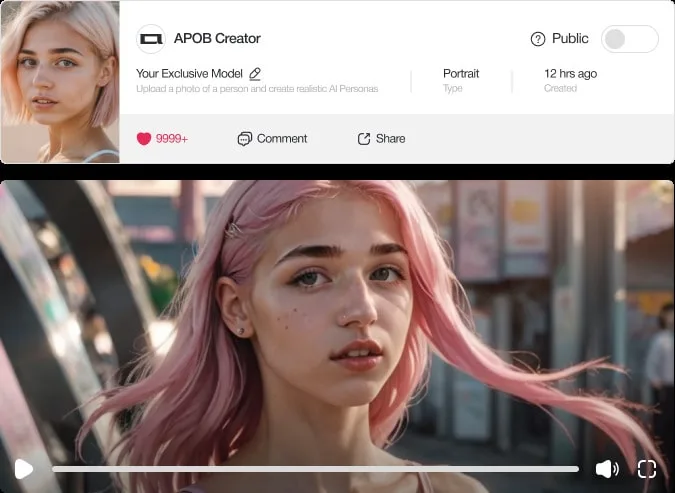 Avatar generado por inteligencia artificial usando APOB AI para crear un influencer virtual personalizado.