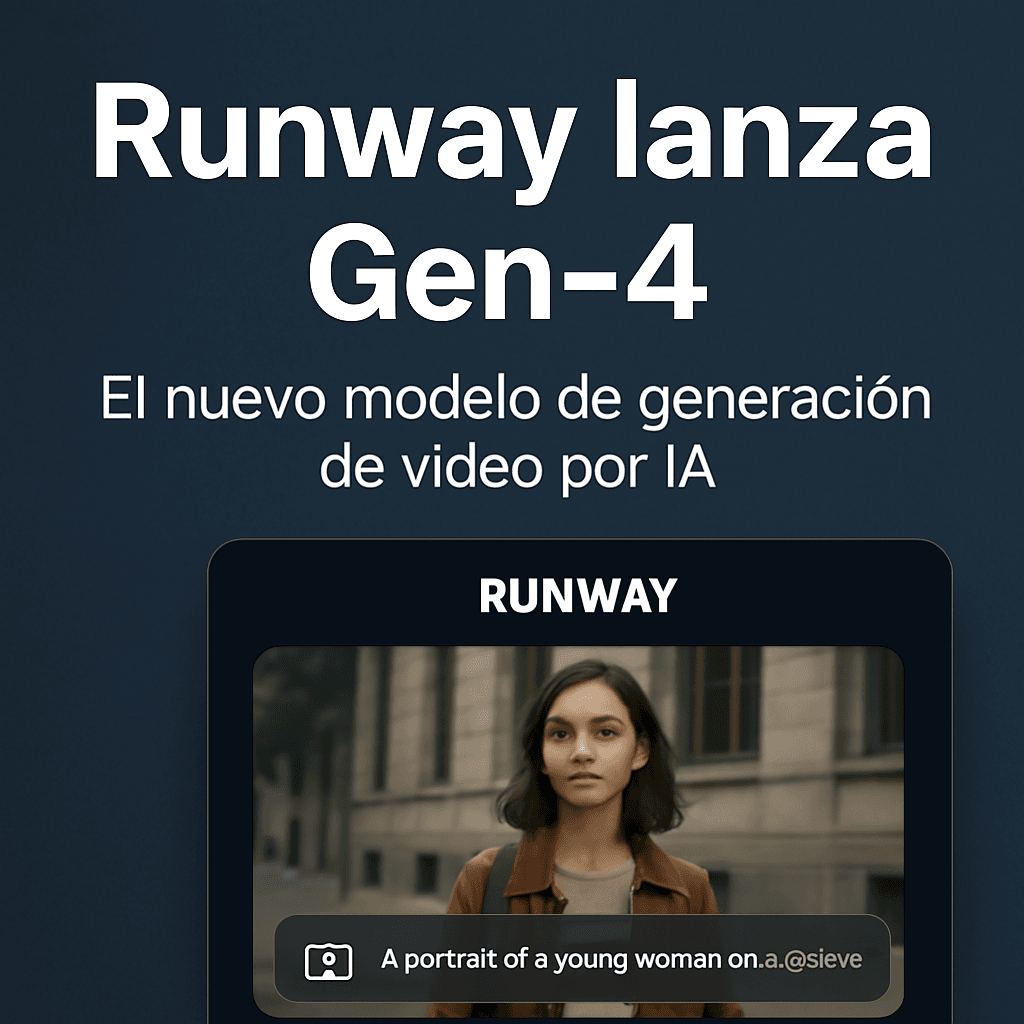 Runway Gen-4 mostrando un video generado por inteligencia artificial con calidad cinematográfica
