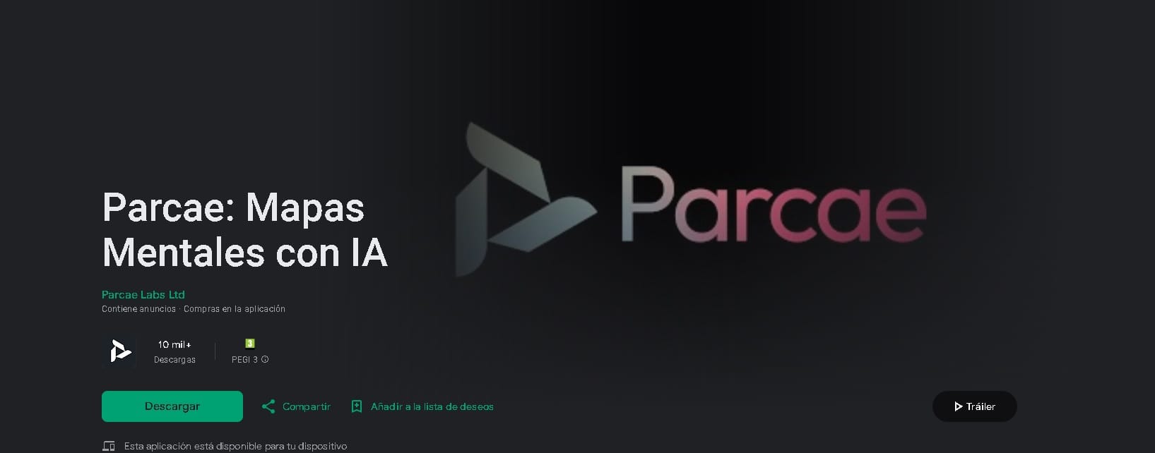 Aplicación Parcae crea mapas mentales colorido generado automáticamente desde un móvil Android