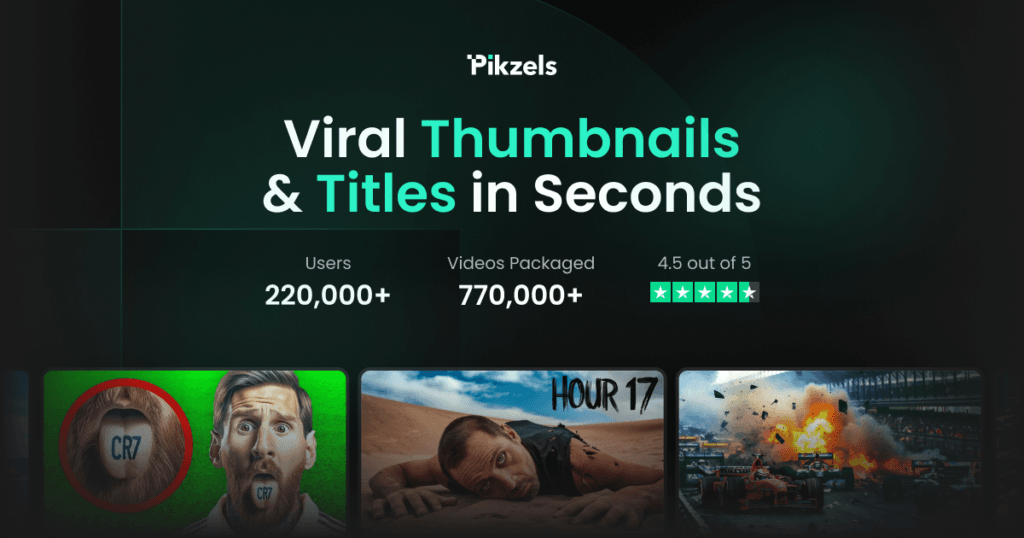 pikzels - Herramienta generadora de thumbnails con millones de visualizaciones