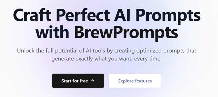 Interfaz de BrewPrompts mostrando la creación de prompts efectivos para modelos de inteligencia artificial.