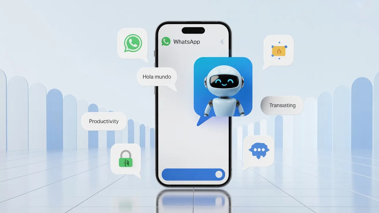 Asistente de inteligencia artificial Meta AI respondiendo mensajes en WhatsApp desde un móvil.