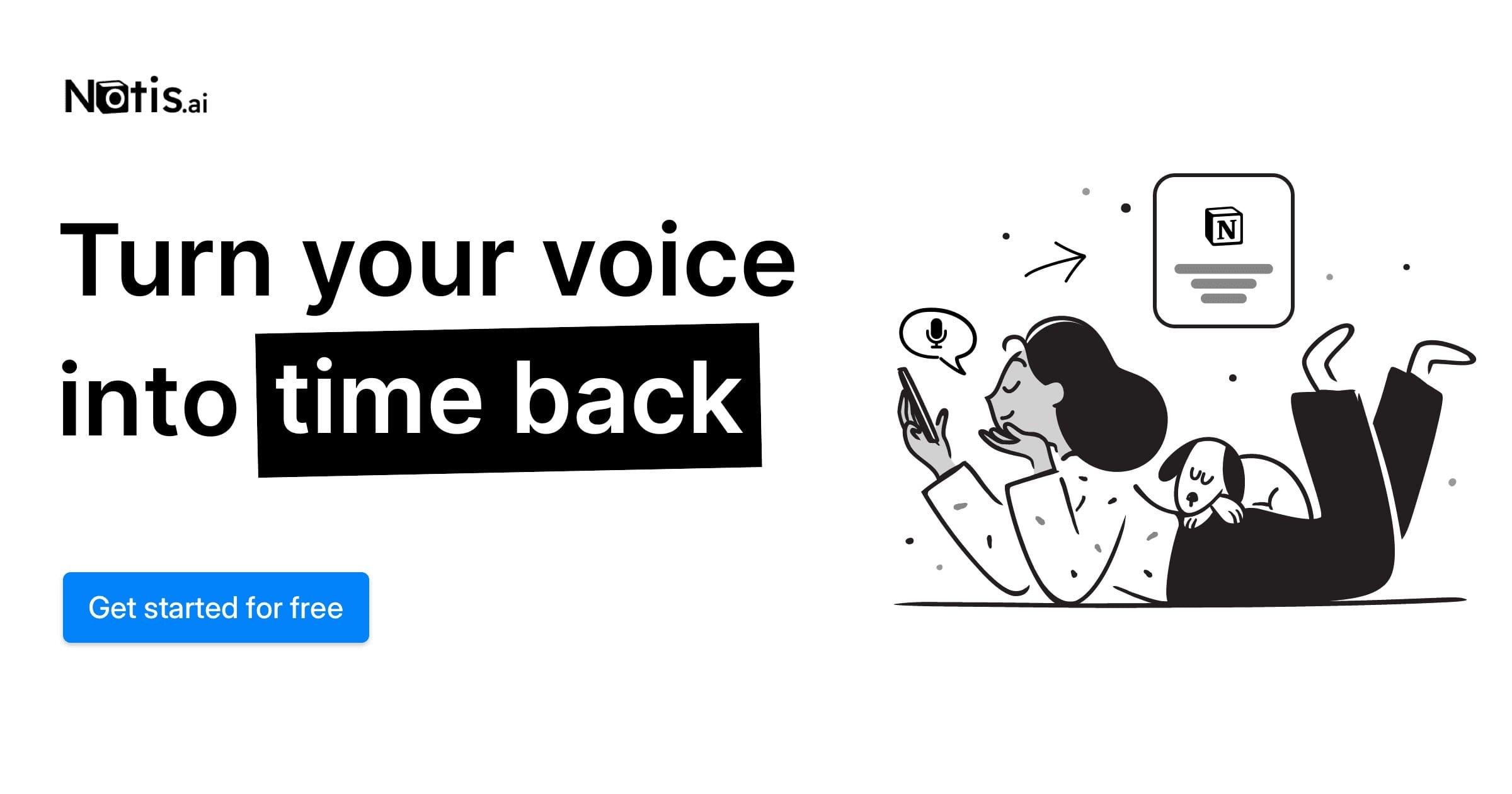 envia mensajes de voz transcritos automáticamente por Notis.ai usando inteligencia artificial