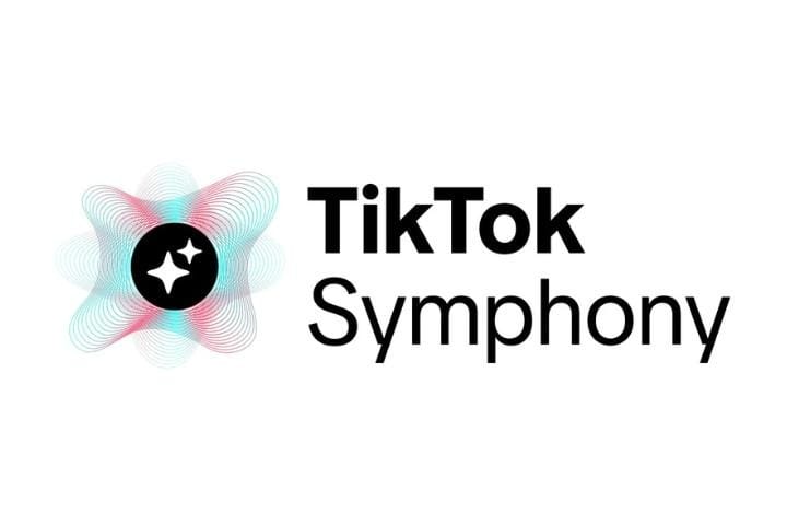 Logo de Symphony y TikTok representando la creación de anuncios con inteligencia artificial.