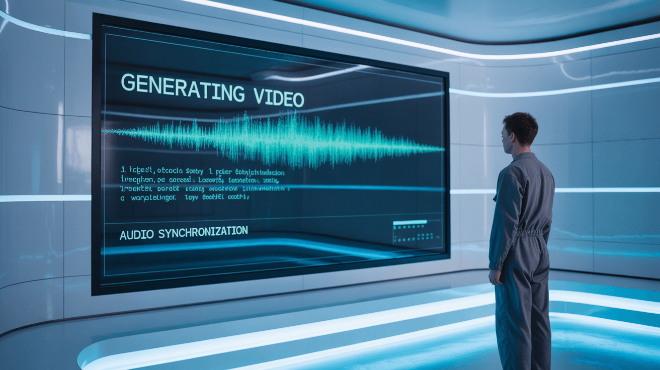 Inteligencia artificial de Google generando un vídeo realista con sonido y efectos en un entorno creativo digital.