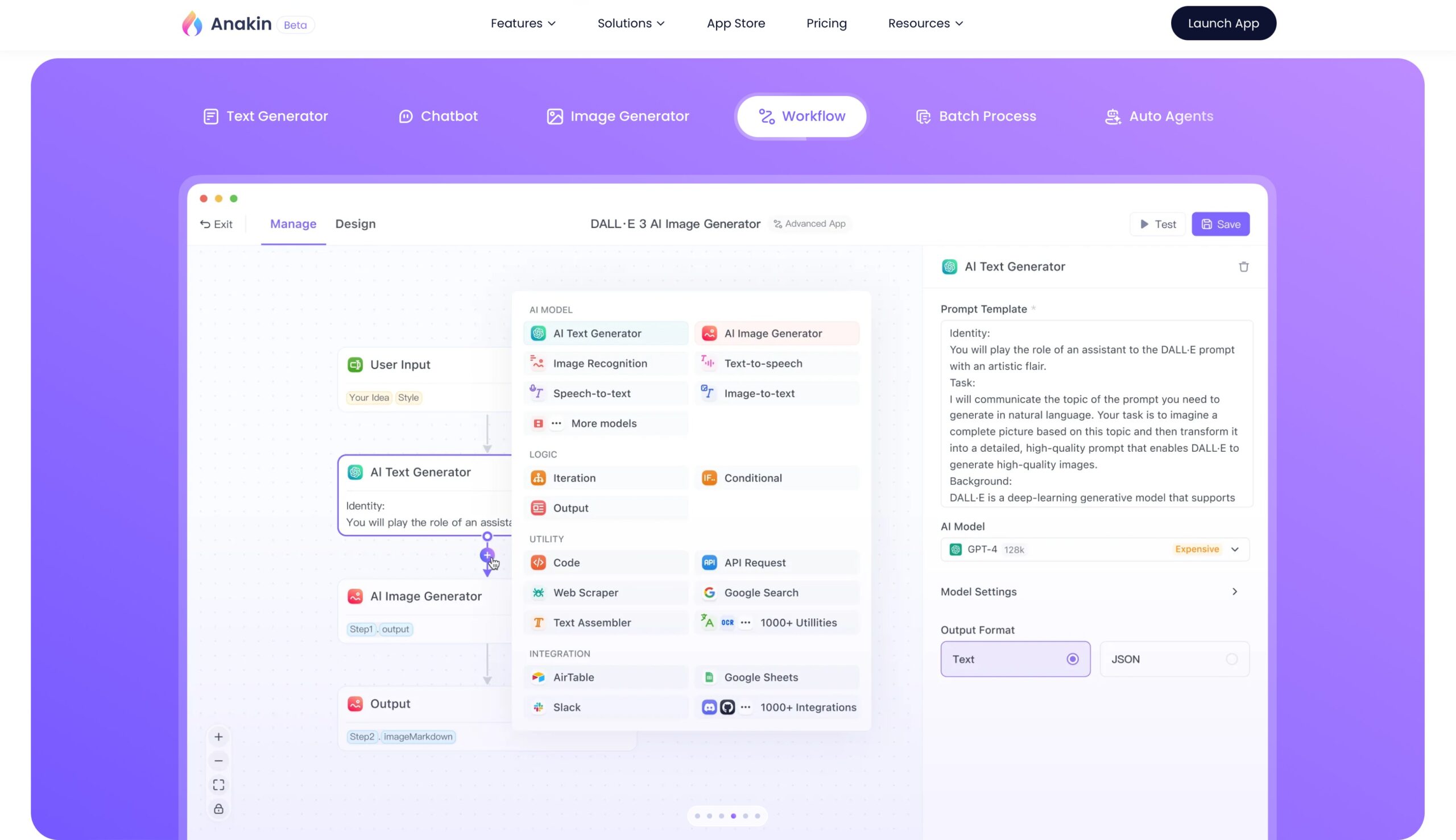 Plataforma Anakin AI para crear chatbots y automatizar tareas con inteligencia artificial sin necesidad de programación.