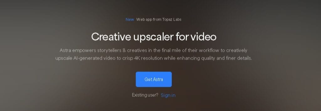 Astra.app mejora de resolución de un vídeo con IA en modo creativo y preciso.
