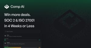 Plataforma Comp AI mostrando automatización de cumplimiento normativo y gestión de riesgos con integración de inteligencia artificial.