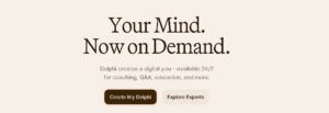 Pantalla de inicio de Delphi AI con el lema "Your Mind. Now on Demand" y botones para crear un clon digital o explorar expertos.