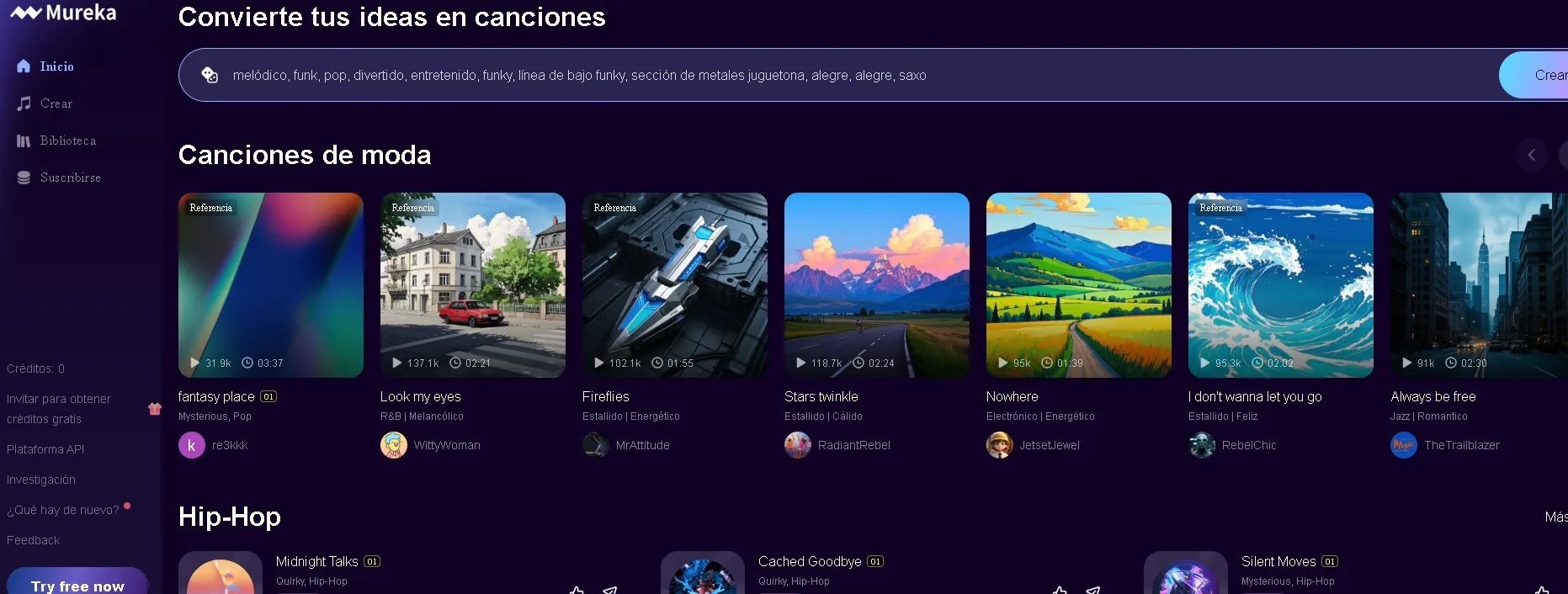 Mureka AI generando una canción personalizada con voz y estilo musical elegido por el usuario.