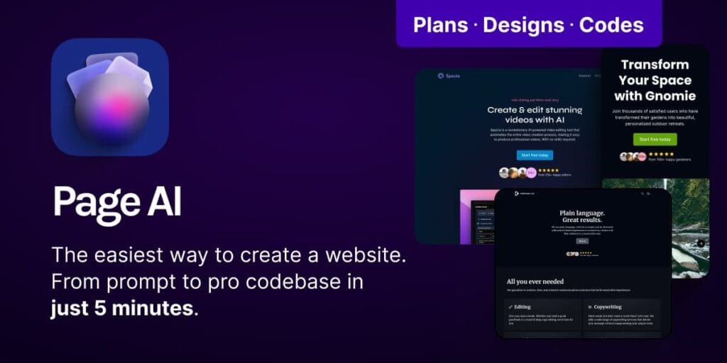 PageAI crea una web profesional generada automáticamente con inteligencia artificial.