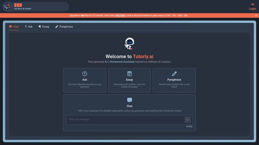 Tutorly.ai para resolver tareas escolares con inteligencia artificial en tu ordenador.