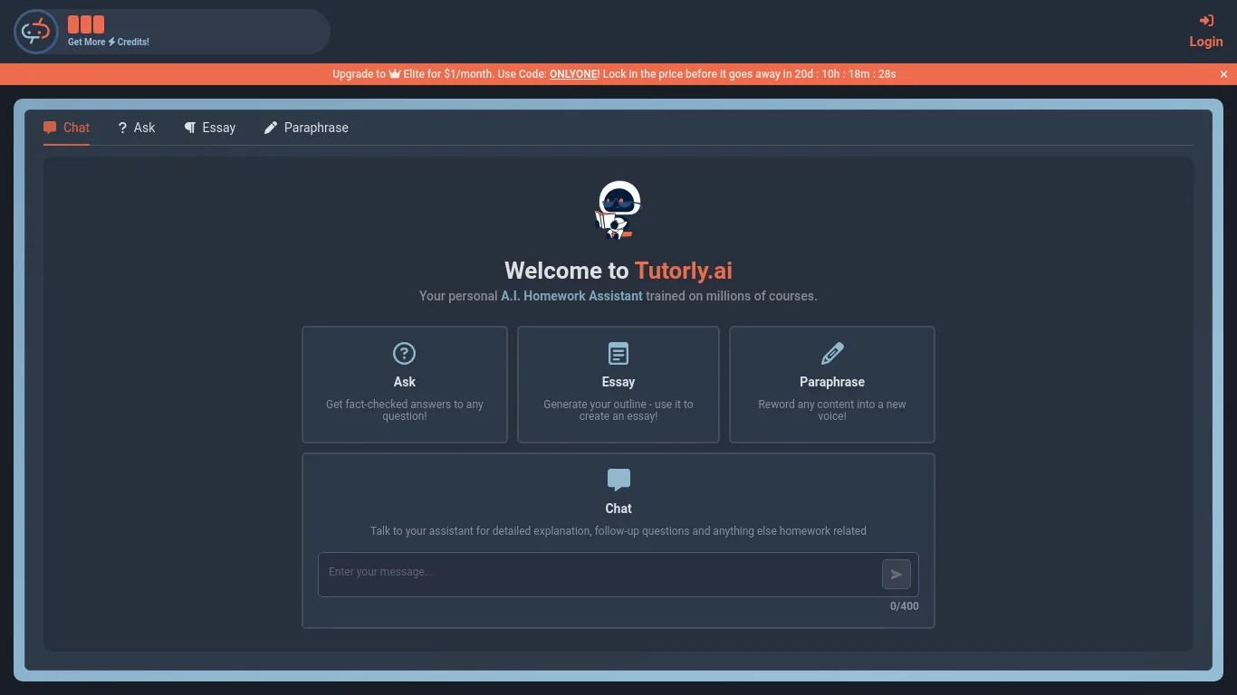 Tutorly.ai para resolver tareas escolares con inteligencia artificial en tu ordenador.