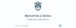 Plataforma de inteligencia artificial descentralizada Venice AI, ofreciendo privacidad y libertad creativa sin restricciones.