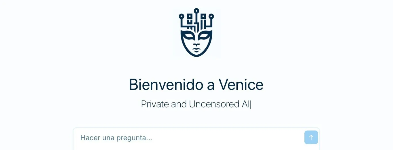Plataforma de inteligencia artificial descentralizada Venice AI, ofreciendo privacidad y libertad creativa sin restricciones.