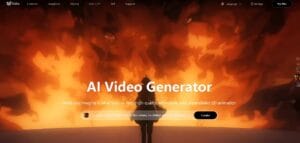 Captura de pantalla de Vidu mostrando una animación estilo anime generada por inteligencia artificial con fuego de fondo.