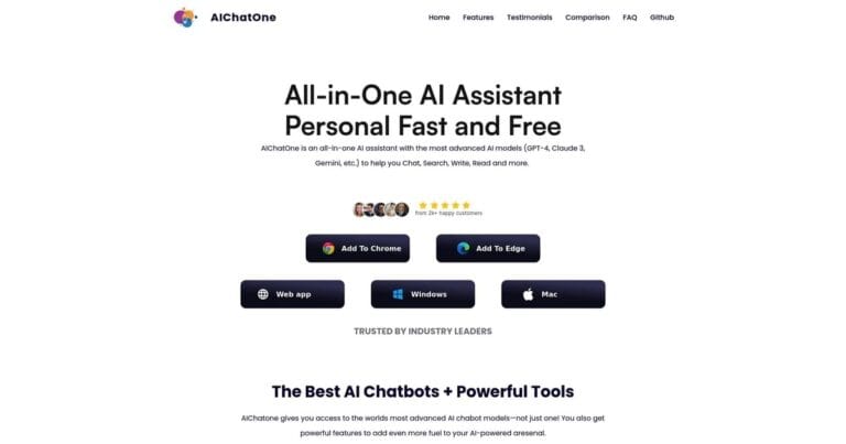 Interfaz de AIChatOne mostrando múltiples chats con diferentes modelos de IA en una sola pantalla.
