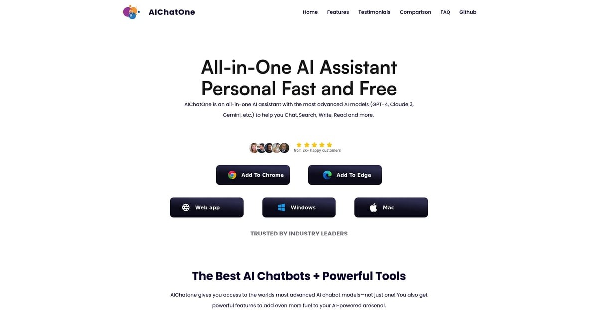 Interfaz de AIChatOne mostrando múltiples chats con diferentes modelos de IA en una sola pantalla.