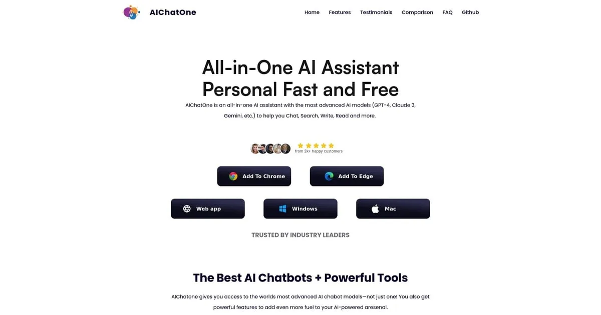 Interfaz de AIChatOne mostrando múltiples chats con diferentes modelos de IA en una sola pantalla.
